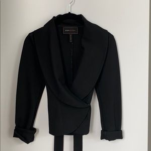 BCBG stretch thick black wrap & tie blazer